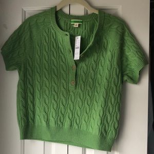 NWT Cashmere cable knit short sleeve sweater